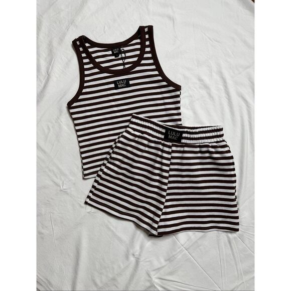 Lulu Mac Brown Striped Shorts an Tank Set - Picture 3 of 3